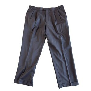 Vintage Ralph Lauren Pants Men 40x29 Black Wool Slacks Formal Business work Cuff